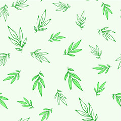 Naklejka na ściany i meble Seamless endless botanical texture pattern leaves for fabric textile or wallpaper