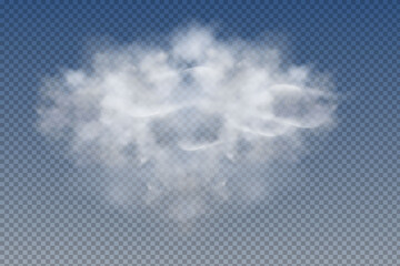 Set of realistic  isolated and  transparent  clouds,fog or smoke  on a blue background.Graphic element vector. Vector design shape for logo, web and print.