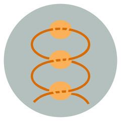 Emblem in a circle. Beading scheme in nice natural colors: yellow, terracotta, greenish. It can be used as a logo, symbol, social media design element for needlework.
