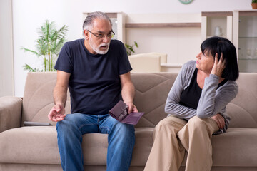 Old couple having argument at home