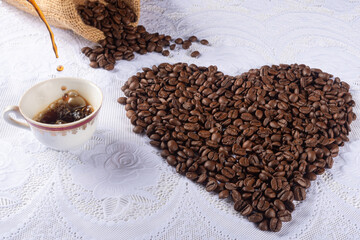 coffee beans forming drawings and phrases for those who love coffee