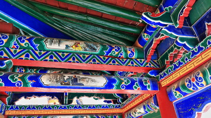 Dougong wooden brackets-traditional Chinese roof timber frame. Qianfo Grottoes-MatiSi...