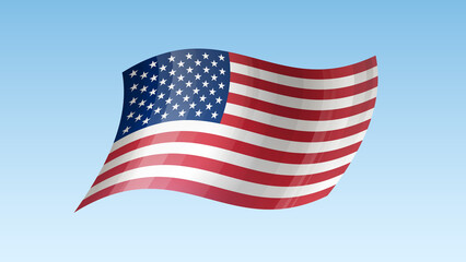 USA flag state symbol isolated on background national banner. Greeting card National Independence Day of the United States. Illustration banner with realistic state flag of America.