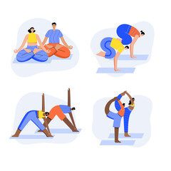 Yoga flat vector illustration. Healthy lifestyle