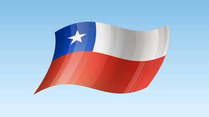 Chile flag state symbol isolated on background national banner. Greeting card National Independence Day of the Republic of Chile. Illustration banner with realistic state flag.