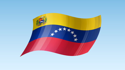 Venezuela flag state symbol isolated on background national banner. Greeting card National Independence Day of the Bolivarian Republic of Venezuela. Illustration banner with realistic state flag.