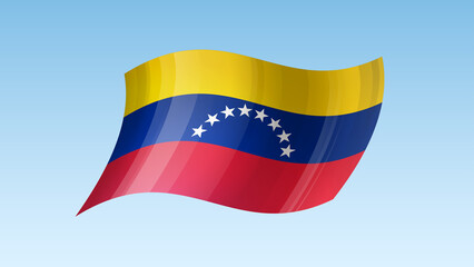 Venezuela flag state symbol isolated on background national banner. Greeting card National Independence Day of the Bolivarian Republic of Venezuela. Illustration banner with realistic state flag.