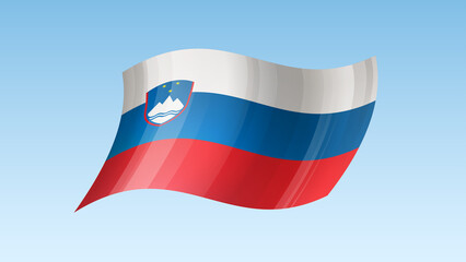 Slovenia flag state symbol isolated on background national banner. Greeting card National Independence Day of the Republic of Slovenia. Illustration banner with realistic state flag.