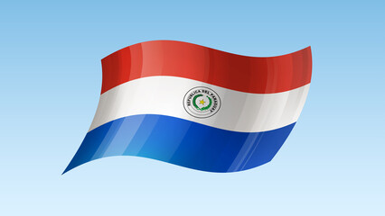 Paraguay flag state symbol isolated on background national banner. Greeting card National Independence Day of the Republic of Paraguay. Illustration banner with realistic state flag.