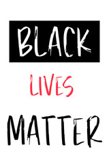 Black Lives Matter text with one word written in red, social poster on white background