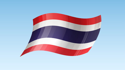 Fototapeta na wymiar Thailand flag state symbol isolated on background national banner. Greeting card National Independence Day of the Kingdom of Thailand. Illustration banner with realistic state flag.