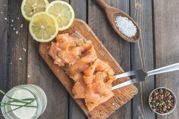 Gravlax Salmon flat lay