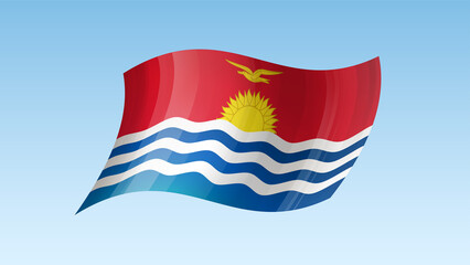 Kiribati flag state symbol isolated on background national banner. Greeting card National Independence Day of the Republic of Kiribati. Illustration banner with realistic state flag.