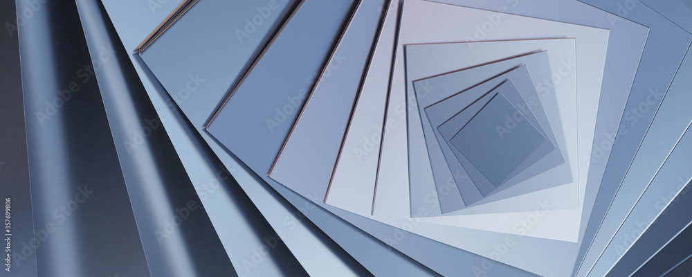 Poster abstract array of cubic geometric shape objects modern futuristic 3d rendering illustration blue lig