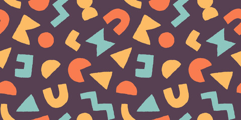 Obraz premium Vector seamless pattern with geometric shapes. Abstract background with Scandinavian cut out elements.