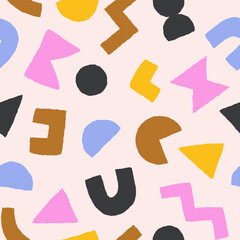 Vector seamless pattern with geometric shapes. Abstract background with Scandinavian cut out elements.