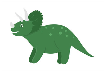 Vector cute dinosaur icon isolated on white background. Funny flat dino character. Cute prehistoric reptile illustration