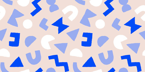 Vector seamless pattern with geometric shapes. Abstract background with Scandinavian cut out elements.
