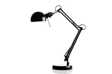 Office modern table lamp isolated on white. Light furniture for night room design or business decor.