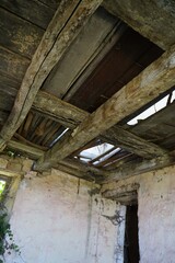 Fototapeta na wymiar Interior of a abandoned house ruined