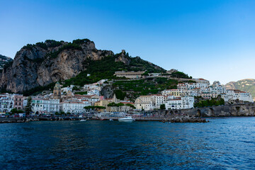 Fototapeta na wymiar Italy, Campania, Amalfi - 14 August 2019 - View of the beautiful Amalfi
