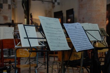 Lectern with sheet music