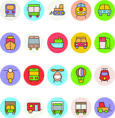 Transport Flat Circular Vector Icons