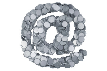 E-mail, at sign from button cells, 3D rendering