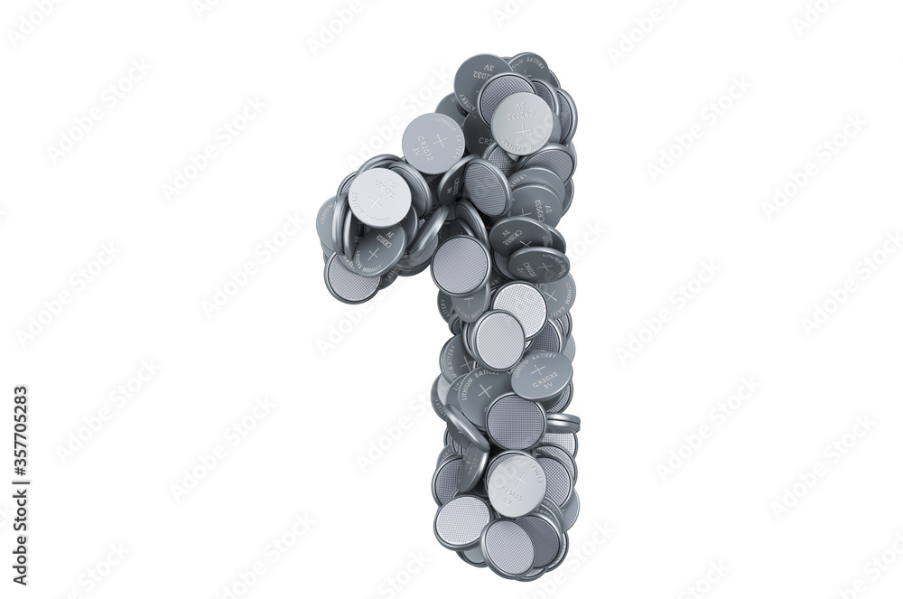 Poster number 1 from button cells, 3d rendering