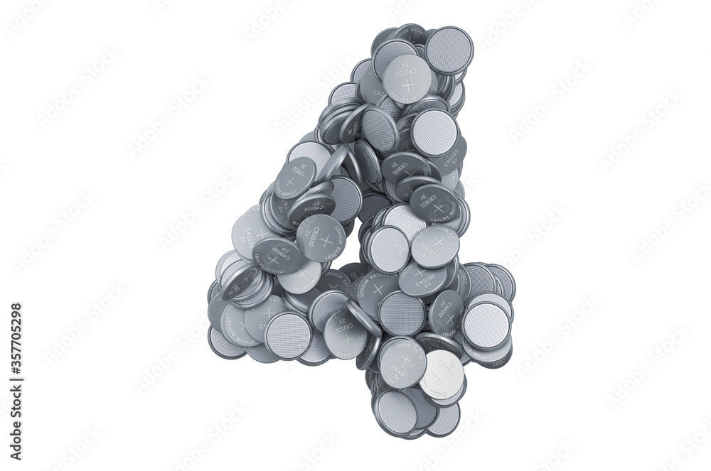 Fototapete number 4 from button cells, 3d rendering