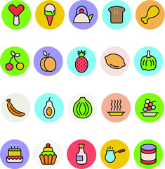 Food Colored Vector Icons