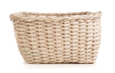 Wicker basket on white background
