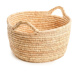 Wicker basket on white background