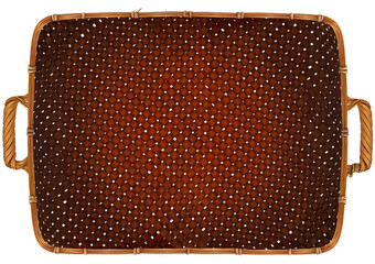 Empty wicker basket top view isolated on a white background