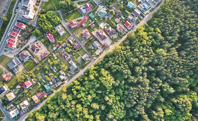 Neighborhood in green forest park