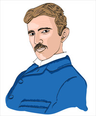 Nikola Tesla cartoon vector illustration portrait happy birthday 10 july 