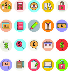 Business and Office Colored Vector Icons 