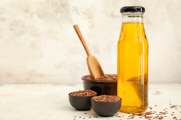 Composition with flax oil on light table