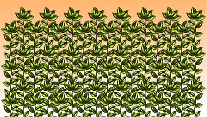 Sprig, sprout of green ivy, liana, vector bright drawing