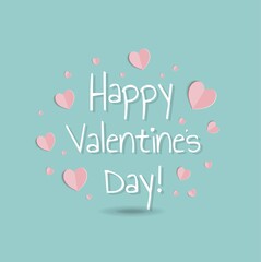 Fototapeta na wymiar Valentines Day Card WIth Pink Hearts With Gradient Mesh, Vector Illustration