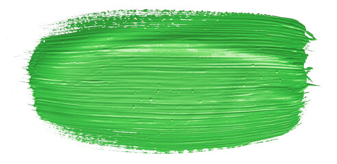 Green chroma brush stroke paiting over isolated background, canvas watercolor texture