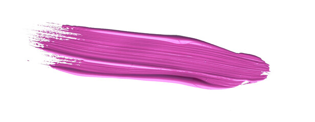 Red colored brush stroke paiting over isolated background, canvas watercolor texture, pink lipstick smudge