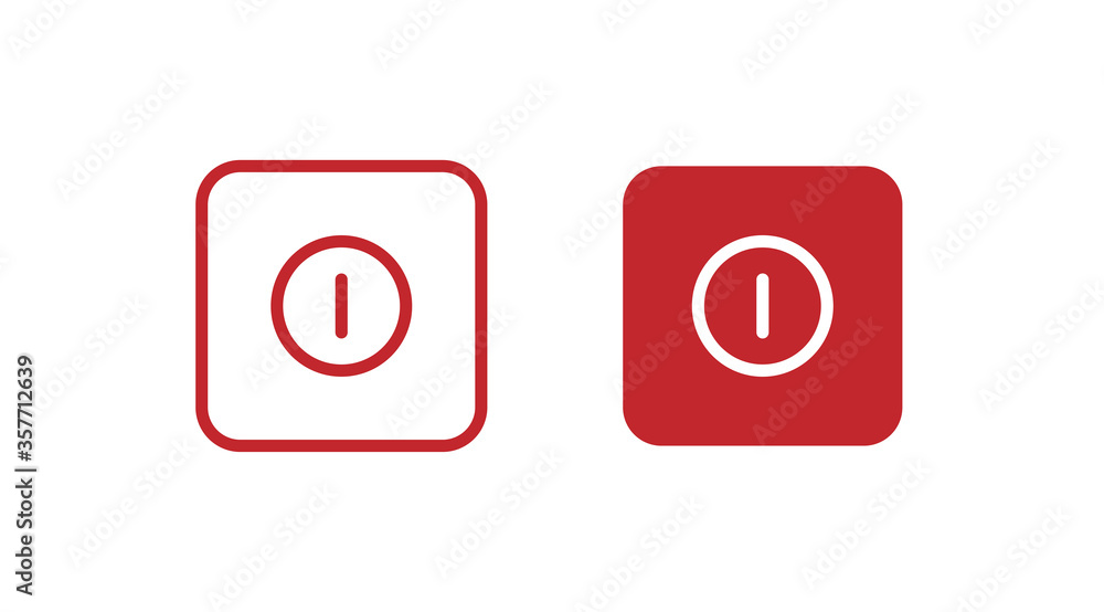 Wall mural red and line power button for your design. off isolated vector concept in flat