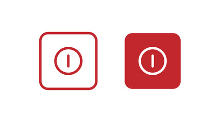 Red and line power button for your design. Off isolated vector concept in flat