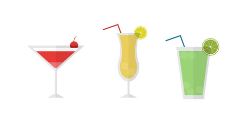 Cocktail illustration design. Party bar drink concept in vector flat