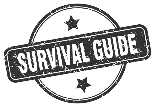 survival guide grunge stamp. survival guide round vintage stamp