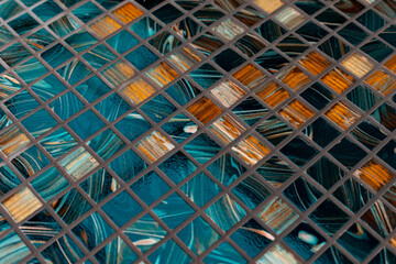 Gresite tiles on a spa wall. Squared background