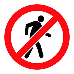 No Pedestrian Walking raster icon. A flat illustration design used for No Pedestrian Walking icon, on a white background.