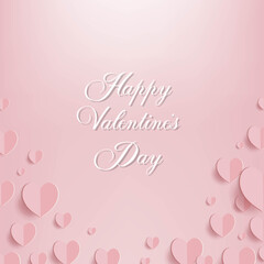 Valentines Day Border WIth Red Hearts With Gradient Mesh, Vector Illustration