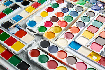 Many different paints as background